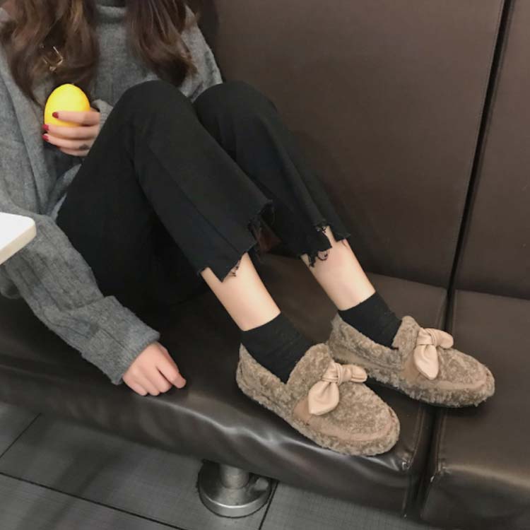 Minana もこもこ ボアシューズ モカシン シューズ 裏ボア シューズ レディース フェイク ムートンシューズ スリッポン シューズ ファー シューズ あったか ローファー シューズ フラットシューズ 美脚 秋冬
