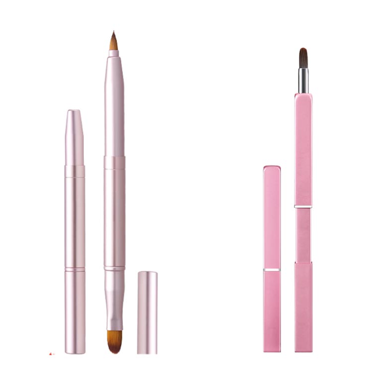 Minana リップブラシ メイクブラシ 携帯用 キャップ付き スライド式 プッシュ式 口紅 リップ 2way 化粧筆 平型 リップ アイシャドウブラシリップブラシ メイクアップブラシ コンパクト おしゃれ 可愛い 柔らかい毛 送料無料