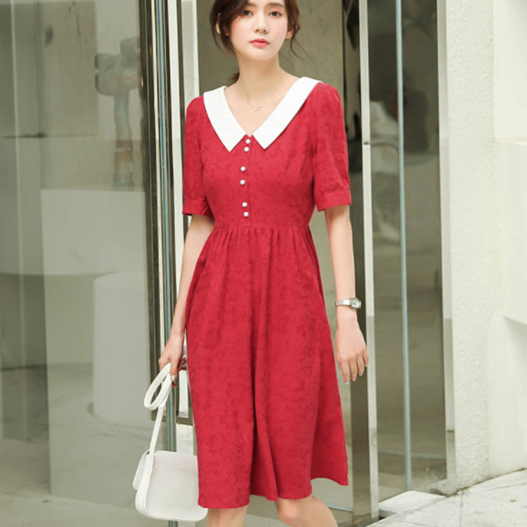 Minana 送料無料 ワンピース レディース ミモレ丈ワンピース ロング丈ワンピース 半袖ワンピース リネンワンピース 綿麻ワンピース 折襟 森ガール エレガント シンプル フレア裾 カジュアル 可愛い キュート お洒落 キレイめ 夏新作