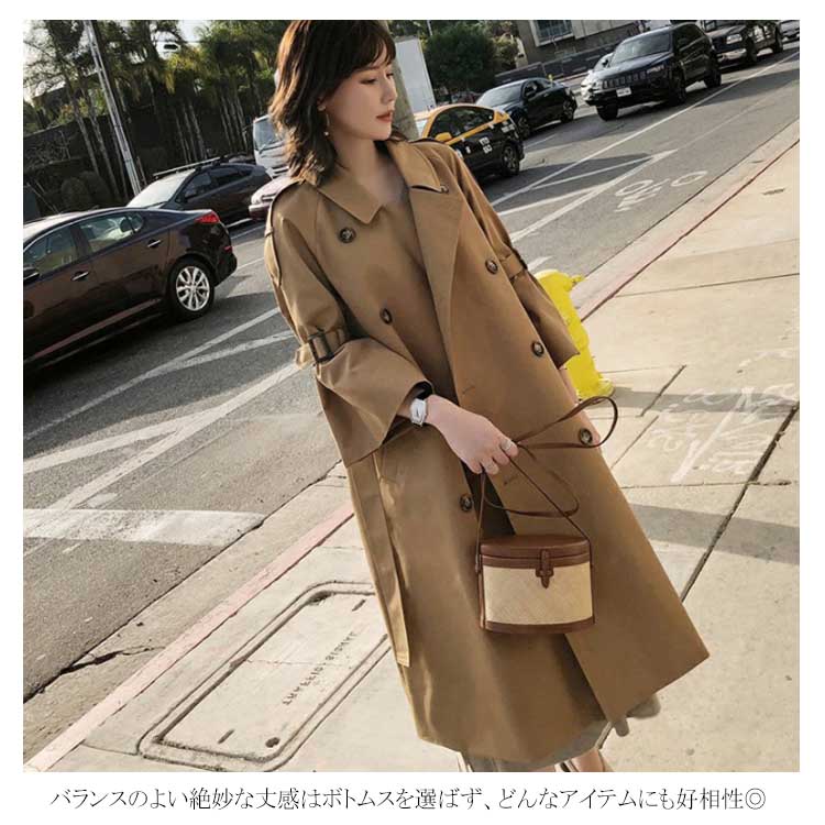 minana / トレンチコート ロングコート レディース フレア 7分袖