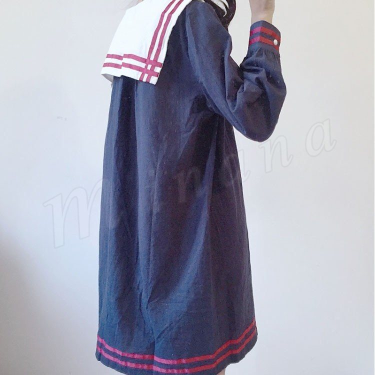 Minana ワンピース マリン風 セーラー風ワンピース セーラー ワンピース セーラー服 ワンピ 長袖 セーラーカラー セーラー衿 Onepiece ふん