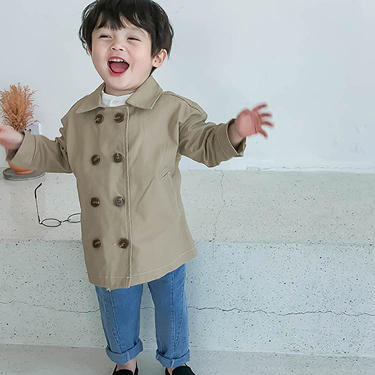 Minana キッズ スプリングコート 男の子 コート レトロ ジュニア服 トレンチコート ゆったり 男児 アウター 春秋物 オシャレ 子供服 通学