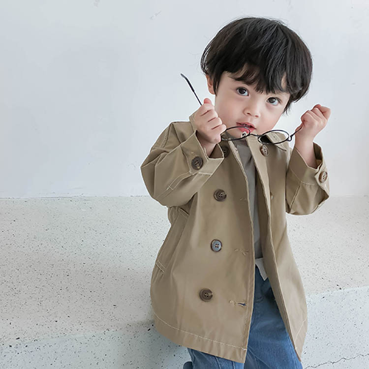 Minana キッズ スプリングコート 男の子 コート レトロ ジュニア服 トレンチコート ゆったり 男児 アウター 春秋物 オシャレ 子供服 通学