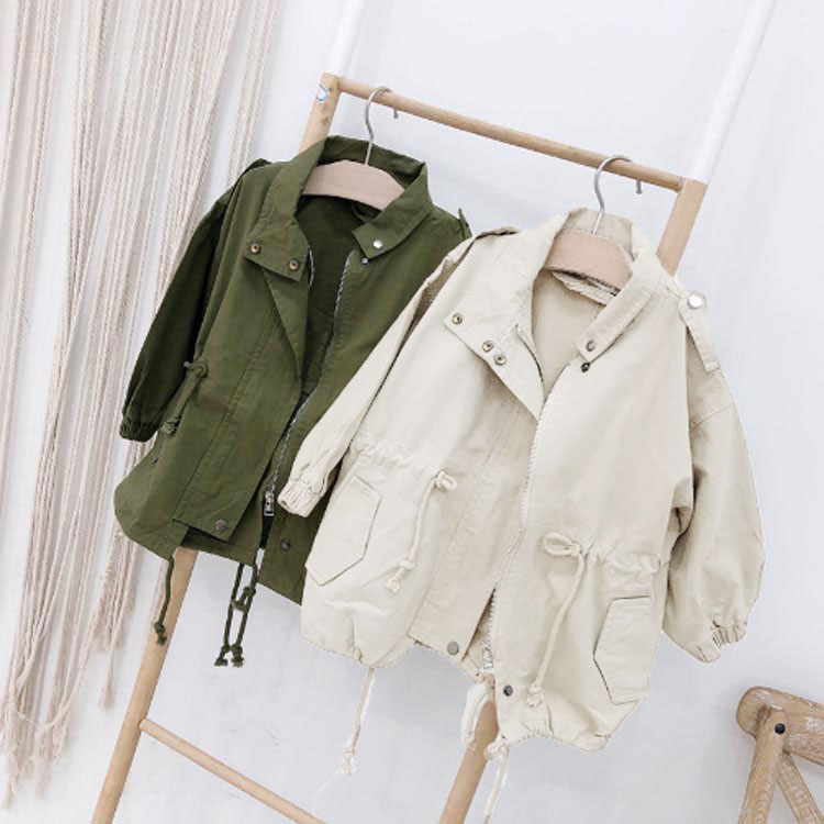 Minana 子供服 トレンチコート スプリングコート 女の子 男の子 アウター 春秋 ガール キッズ コート 暖かい 通学 小学生 ファッション パーカー おしゃれ ジャケット ジッパー 少女 甘い 原宿風 可愛い 新作 80 90 100 110 1 130