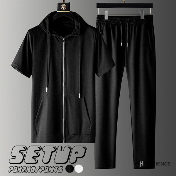 Minana ジャージ 夏 セットアップ メンズ 半袖 大きいサイズ スポーツウエア 上下セット 吸汗速乾 半袖パーカー トレーニングウェア ランニングウェア お兄系