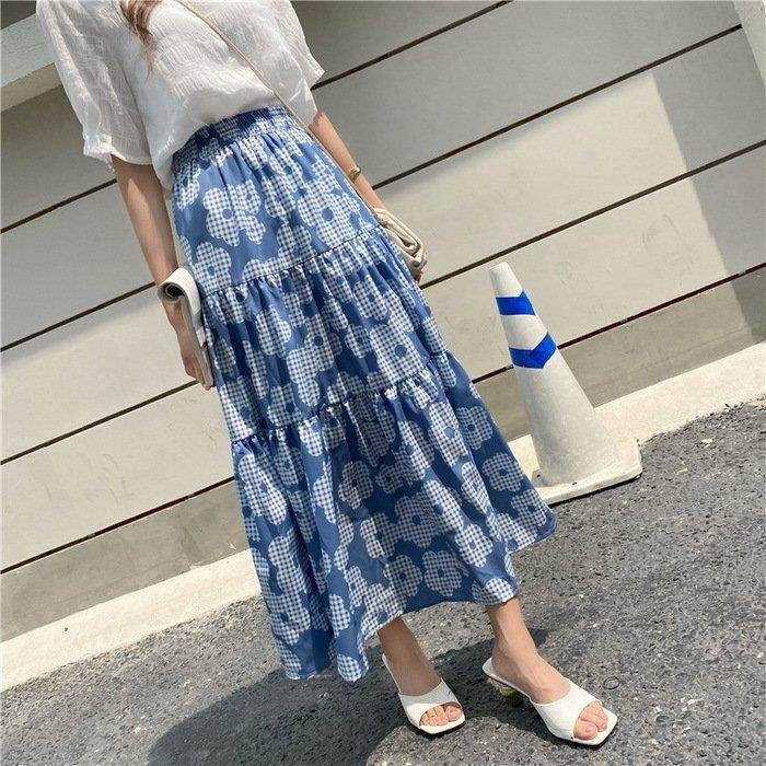 Minana スカート レディース 春夏 マキシスカート おしゃれ 花柄フレアスカート ロングスカート Aライン ハイウエスト ボトムス 美脚 上品 大人可愛い 通勤 オシャレ