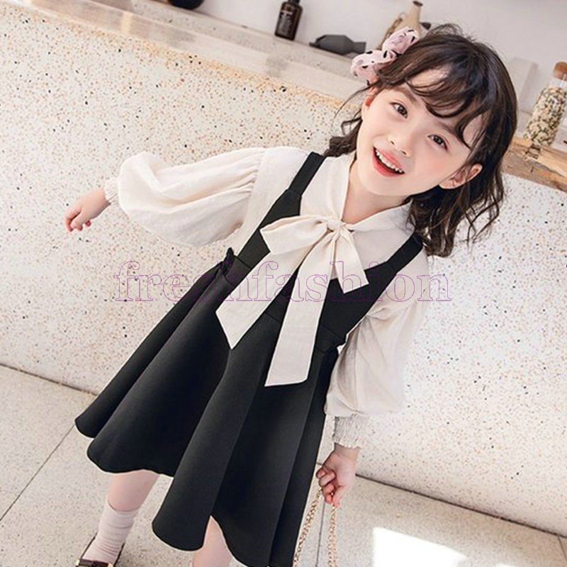 Minana 女の子 入学式 フォーマル ワンピース キッズ 卒園式 子供服 長袖 白ブラウス 子ども服