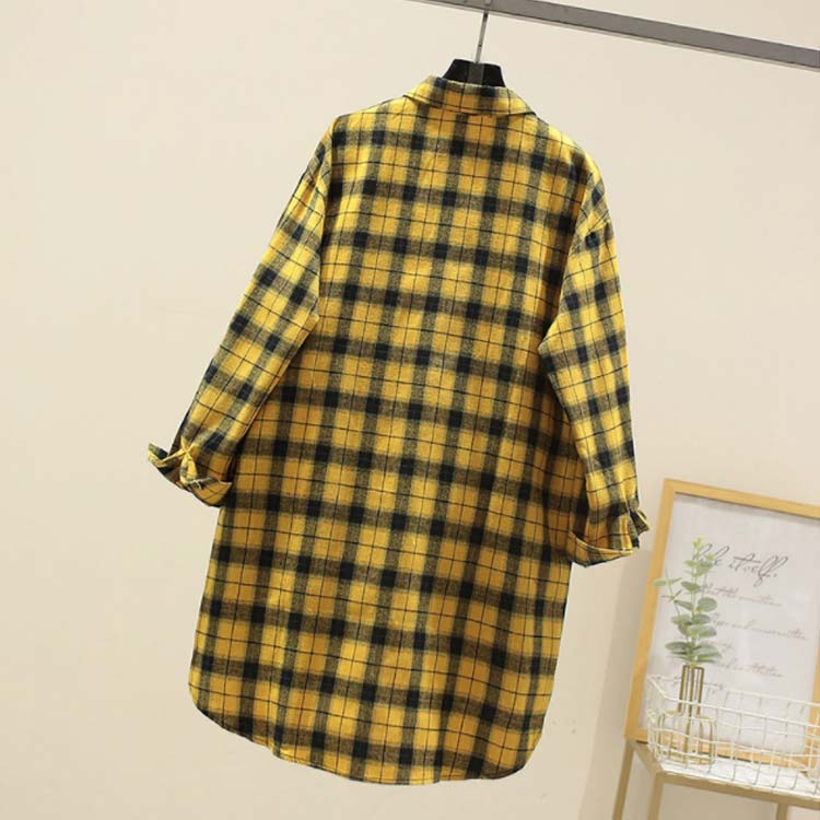 Minana 送料無料 全6色 4サイズ ネルシャツ シャツ チェック ロングシャツ チュニックシャツ カジュアルシャツ ロング 羽織り 長袖 レディース 春 秋