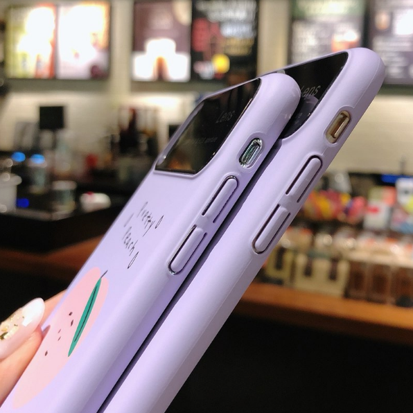 Minana 送料無料ピーチ 桃 パープル Iphoneケース 可愛い 韓国 秋冬 韓国ファッション